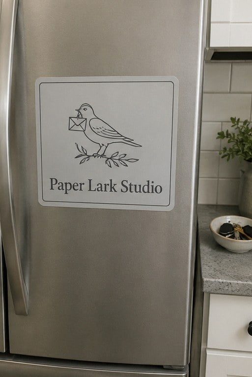 Fridge clings with logo — customer photo